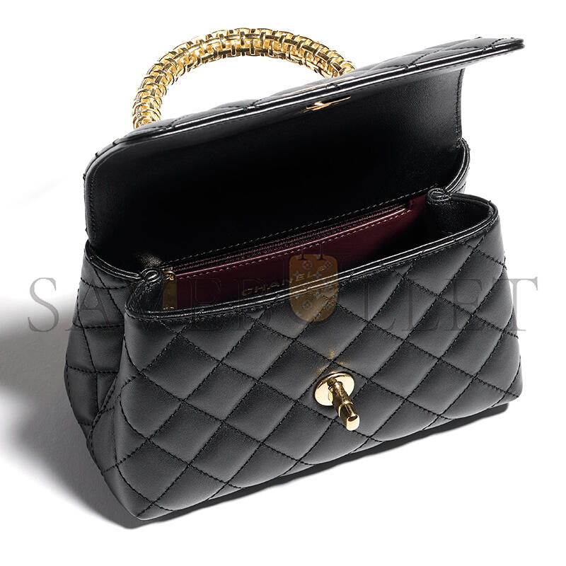 CHANEL MINI FLAP BAG WITH TOP HANDLE CALFSKIN AS2215 (19*13*9cm)
